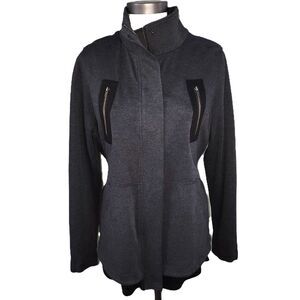 CABI 'Love Carol' Charcoal Grey Fleece Black Mesh Back Utility jacket Size M